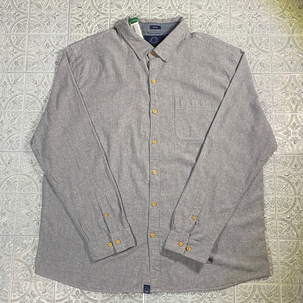 Even Tide Men's Grey Button-Down Shirt Even Tide XXL-Tall NWT